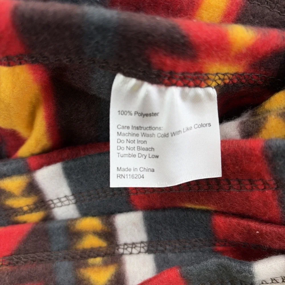 Southwestern Fleece Throw Blanket 88x88 Red Black Aztec Tribal Pattern